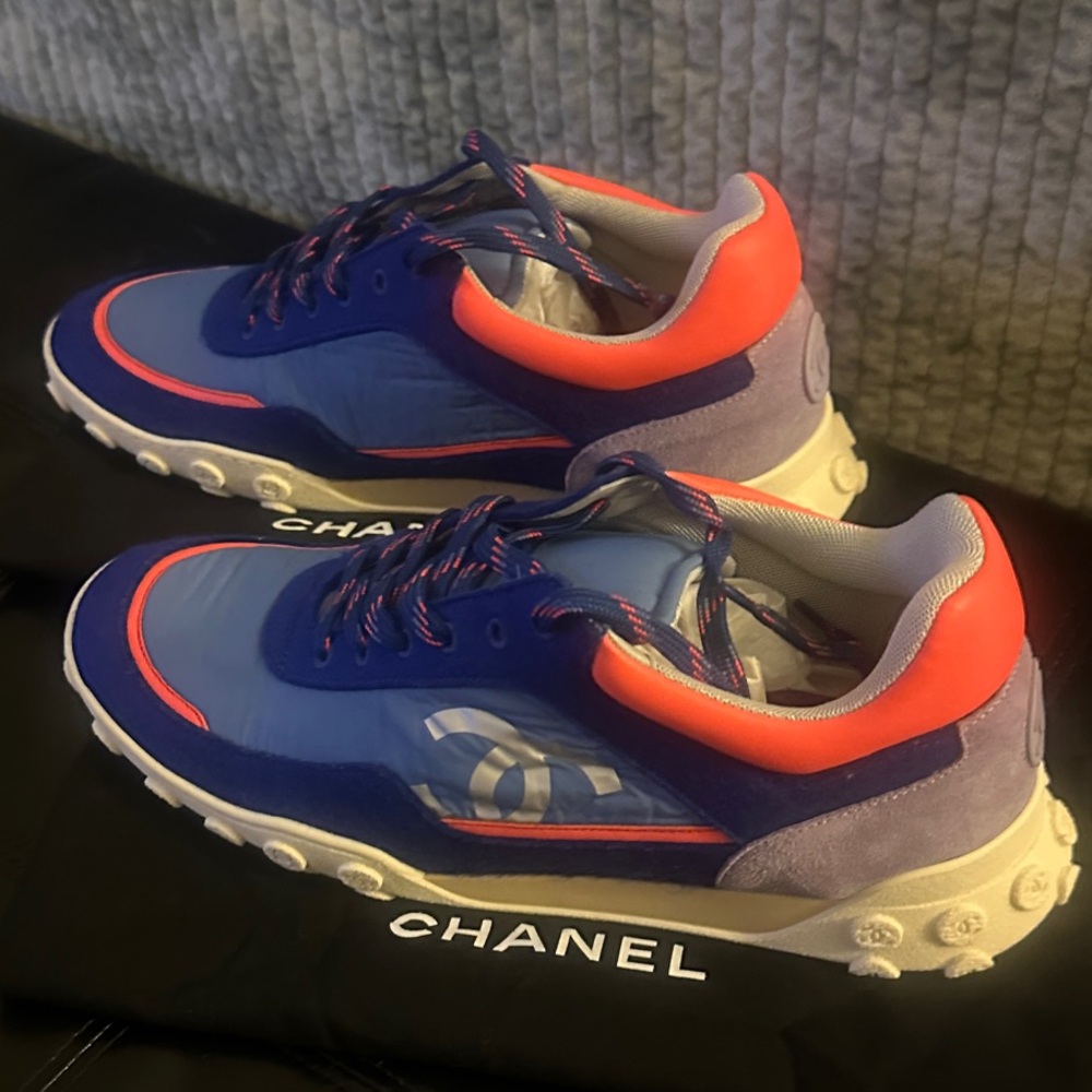 Chanel Vibrant Blue and Orange Athletic Shoes
